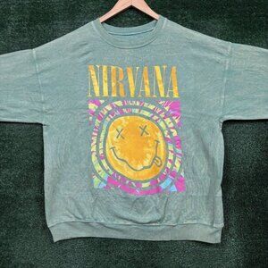 Nirvana Smiley crewneck sweatshirt in green, size XL